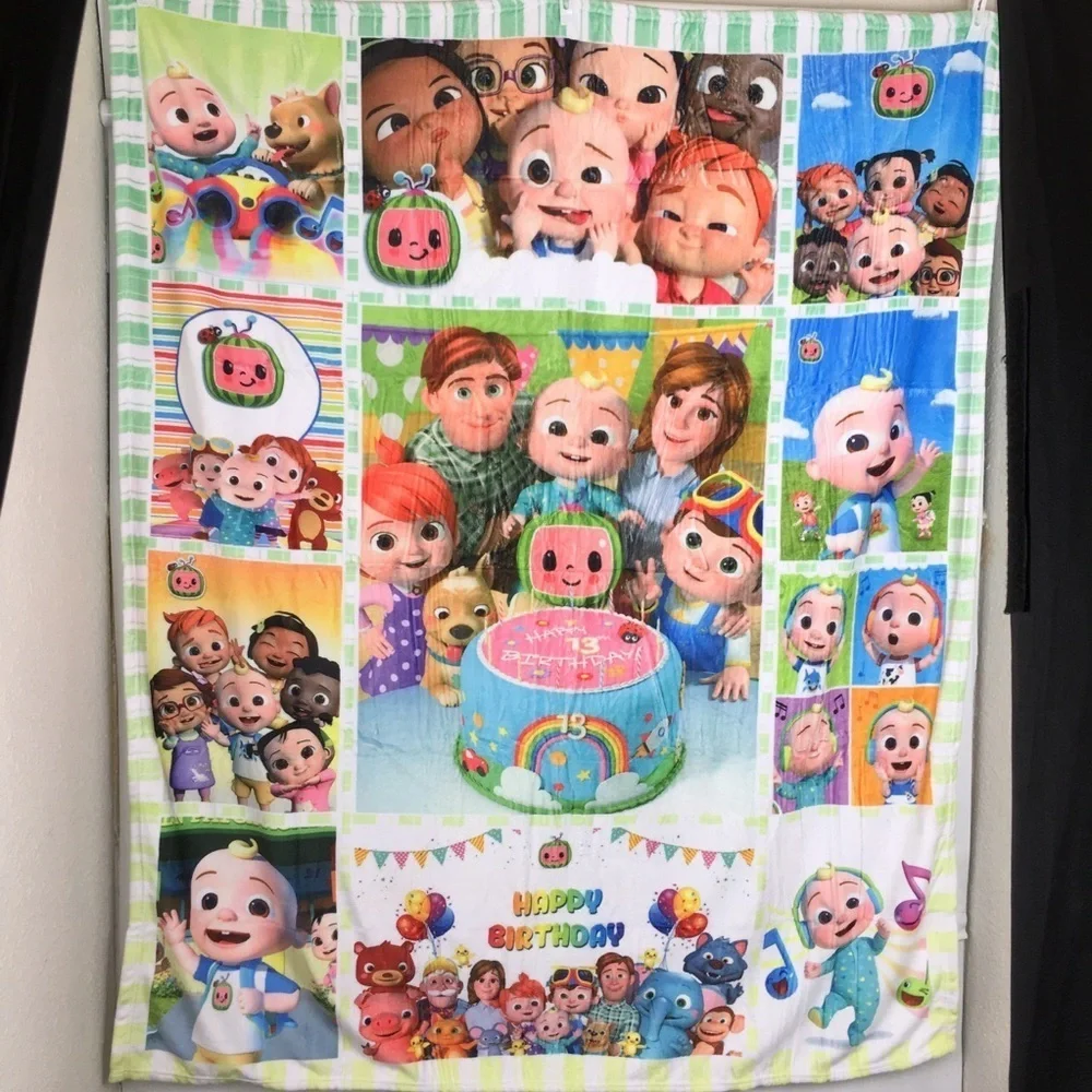 CoComelon Plush Fleece Throw Blanket Happy Birthday Graphic